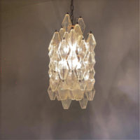 JYLIGHTING Lustre suspendu en verre et acier inoxydable français, personnalisé sur mesure pour hôtel, toute la maison, style diamant
