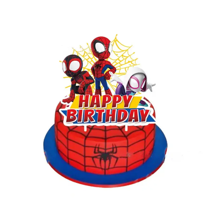 Kue ulang tahun kartun indah Spider Man Toppers Cupcake bendera Mini The Avengers Marvel pesta pernikahan anak-anak dekorasi perlengkapan