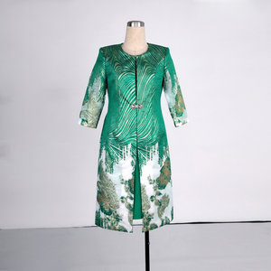 Leaves Pattern <b>Green</b> Formal Long Dress Suits Women Customized Plus Size Clothing Sets Ladies Outfit Church Suit Event 100% - Product Image 1