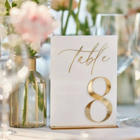 Numéros de table personnalisables en acrylique blanc 3D avec miroir doré, respectueux de l'environnement, pour la décoration de mariage