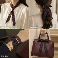 Écharpe en twill de soie imprimée sur mesure, longue, à nouer autour du cou, comme nœud pour cheveux, ou accessoire de poignet ou de sac à main
