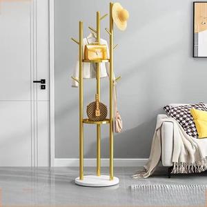 Traje de metal y metal dorado Soporte de piso Valet Organizador de ropa Perchero Abrigo y percha - Product Image 3