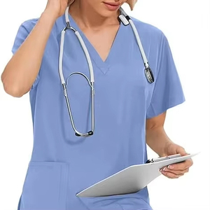 Conjunto de Uniformes Médicos para Mujer, Top con Cierre y Cuello Alto, Cuatro Bolsillos, Pantalones de Yoga Elásticos, Uniforme de Trabajo para Salón de Belleza - Product Image 2