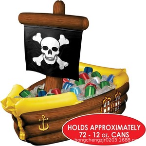 PVC Pirate Ship Halloween Decoration Treasure Chest Game Supplies Party Theme Indoor Coffee Brown 99*83.8CM - Product Image 2