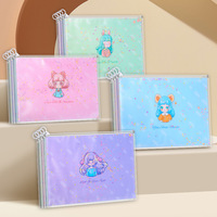 Sac de fichiers A4 à fermeture éclair brillant de dessin animé Sac de fichiers étanche PP Animation Dossier à large jauge Matériau gaufré Supplément Sac de fichiers d'étude