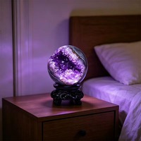 Ornamen Geode Amethyst Alami Berbentuk Cornucopia untuk Dekorasi Rumah dan Kantor, Kerajinan Kristal Lainnya