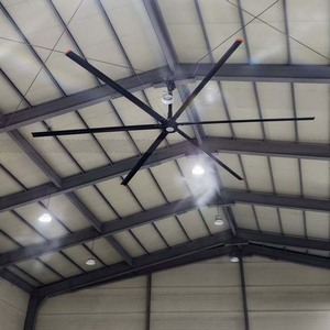 Ventilateurs de plafond industriels HVLS de taille industrielle 7,3 m, noir/gris argenté, avec pales et moteur en aluminium - Product Image 5