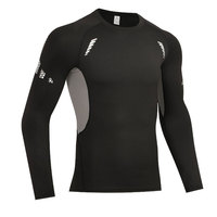 Vente en gros Chemise de compression à manches longues pour hommes Couche de base Workout Fitness Running Shirts Top Men's Gym Wears
