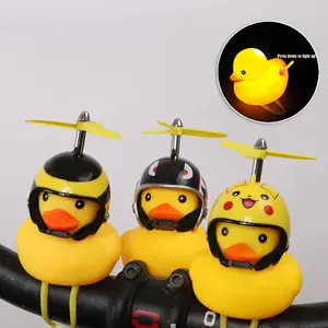 Bebek pemecah angin Tiktok, helm sepeda motor elektrik bebek kuning kecil, bel sepeda Turbo bebek dengan lampu klakson helm