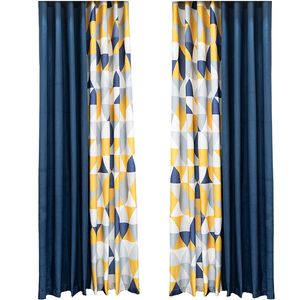 Innermor Nordic <strong>Navy</strong> Blue Jacquard <strong>Curtain</strong> <strong>Patterns</strong> Geometric Cotton Linen Light Shading Blackout <strong>Curtain</strong> for Living Room - Product Image 2
