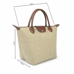 Sac cadeau d'entreprise réutilisable et pratique, sac à main en jute de qualité supérieure avec logo personnalisé, deux poignées en cuir PU, impression grand format - Product Image 1