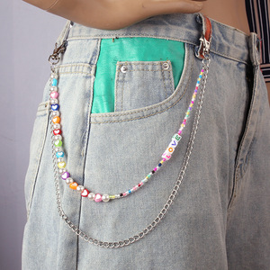 Chaîne de taille double couche en forme de cœur avec lettres, imitation perles, pour femme, idéale au quotidien - Product Image 1