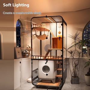 Cage <span class=keywords><strong>pour</strong></span> chat en bois massif, grande, intérieure/extérieure, fermeture à bouton, <span class=keywords><strong>maison</strong></span> <span class=keywords><strong>pour</strong></span> animaux <span class=keywords><strong>de</strong></span> compagnie écologique, empêche les <span class=keywords><strong>chats</strong></span> <span class=keywords><strong>de</strong></span> gratter, contient la litière, nid <span class=keywords><strong>pour</strong></span> la <span class=keywords><strong>maison</strong></span> - Product Image 3