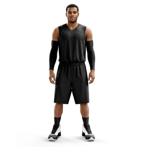 Black Reversible Sublimated Basketball Jersey Short Two Piece Set Mesh <b>100</b>% <b>Polyester</b> Customized Uniforms - Product Image 1