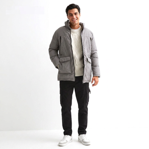 Vestes matelassées chaudes d'hiver pour l'extérieur, logo personnalisé, capuche en coton, manteaux pour hommes, coupe-vent, parka longue - Product Image 1