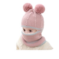 Ensemble de 3 foulards d'hiver pour bébé, chapeau de neige pour tout-petits garçons et filles, bonnet une pièce pour enfants, bonnet en tricot chaud avec pompon