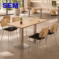 Ensemble table et chaises rectangulaires en bois SEM pour cantine scolaire, employés d'entreprise, projet de restaurant – Robuste, durable, facile à nettoyer