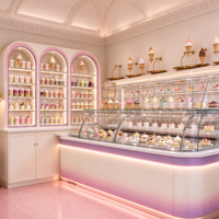 Comptoir de présentation personnalisé en contreplaqué pour kiosque à crème glacée, éclairé par LED, mobilier pour salon de thé, café, magasin de détail et centre commercial