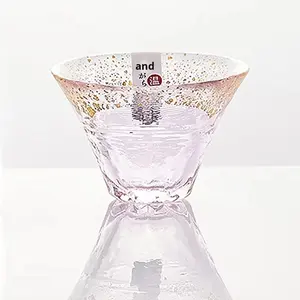 Coupe à vin moderne en <span class=keywords><strong>verre</strong></span> <span class=keywords><strong>transparent</strong></span> Oriental Mount Lucky Cup, réutilisable, 201-300 ml, forme unique, cadeau, feuille d'or, fête, petite - Product Image 1