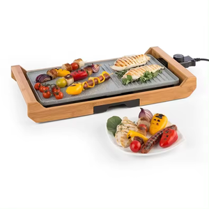 Aifa Teppanyaki <span class=keywords><strong>Plancha</strong></span> avec boîtier en bambou gril de table électrique avec revêtement antiadhésif 2000W gril teppanyaki grill intérieur - Product Image 2