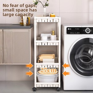 رف تخزين صغير بعجلات ذو 4 طبقات للحمام والمرحاض وغرفة النوم - رف زاوية متنقل محمول - Product Image 2