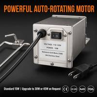 Support de tournebroche rotatif automatique 129 cm en acier inoxydable 304 avec moteur 15W pour agneau entier, cochon d'engraissement, poulet, certifié CE-EMC CE-LVD