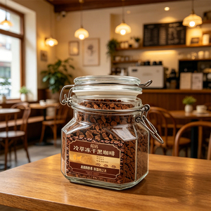 Café Arabica 100% <span class=keywords><strong>de</strong></span> <span class=keywords><strong>prestige</strong></span> <span class=keywords><strong>de</strong></span> haute qualité, goût doux, caféiné, avec bouteille en verre à clipser - Product Image 4
