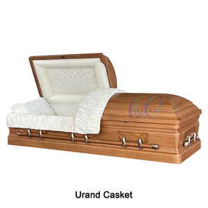 Cercueils en bois de chêne rouge américain <span class=keywords><strong>massif</strong></span> de haute qualité en gros - Cercueils et urnes funéraires personnalisés pour les funérailles - Product Image 1