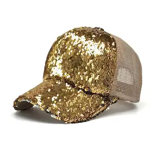 New Sequins Glitter Bling Shinning Mesh Baseball Cap Striking Pretty Adjustable Women Girls Hats For Party Club