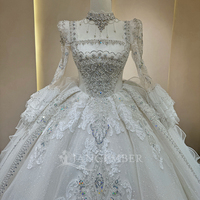 Jancember DW0118 Robes de mariée civiles brillantes à manches longues avec strass