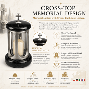 Lanterne à bougie en <span class=keywords><strong>granit</strong></span> imperméable pour cimetière avec <span class=keywords><strong>croix</strong></span> pour la décoration des cimetières et des tombes - Product Image 5