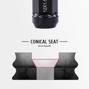 น็อตล้อสีดำขนาด 12x1.5 มม. จำนวน 20 ชิ้น, น็อตล้อ M12x1.5 ใช้ได้กับรถฟอร์ด เอสเคป โฟกัส ฟิวชั่น, โตโยต้า คัมรี่ ไฮแลนเดอร์ ทาโคมา - Product Image 4