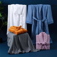 Peignoir en coton gaufré léger personnalisé beige pour homme et femme, peignoir en coton pour adultes, imprimé unisexe, peignoir surdimensionné