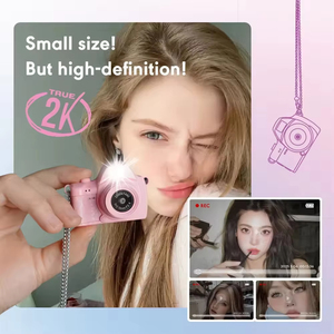 กล้องจิ๋วสไตล์เรโทรสีชมพู ความละเอียด 2K HD เลนส์ F2.4 น้ำหนักเบา ตกแต่งกระเป๋าเป้สะพายหลัง - Product Image 6