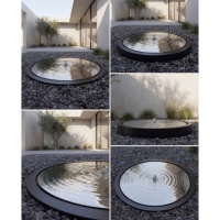 Fontaine à débordement personnalisable en acier inoxydable 316L, design moderne, finition miroir, plateau en disque, pour intérieur/extérieur, décoration de jardin, 60 80 100