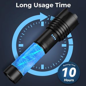 ไฟฉาย LED พกพา กำลังสูง ระยะไกล กันน้ำ IP66 ความสว่าง 1000+ ลูเมนส์ ชาร์จผ่าน USB หน้าจอแสดงผลอิเล็กทรอนิกส์  สำหรับตั้งแคมป์ - Product Image 3