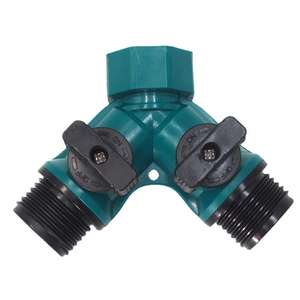 Conector en forma de Y para riego de jardín, de plástico, verde, 12L, divisor de grifo exterior para manguera, fácil de instalar. - Product Image 3