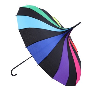 Parapluie Pagode Arc-en-ciel 16 baleines Ouverture manuelle Cadre en alliage Polyester Protection soleil et pluie Utilisation voyage Design droit Style original - Product Image 5