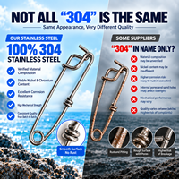 Clip de pêche à la palangre en acier inoxydable 304 pour ligne secondaire, de 1,8 mm à 3,8 mm, pour équipement de pêche commerciale sur ligne principale