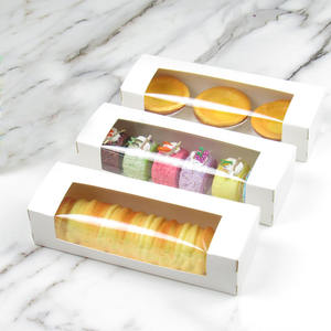 Caja <span class=keywords><strong>rectangular</strong></span> para tartas de cartón blanco, caja transparente para embalaje de galletas y postres con ventana - Product Image 2
