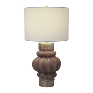 Sculpted <b>Table</b> <b>Lamp</b> Modern <b>Base</b> Fabric Drum Shade Bedroom Living Room Decor - Product Image 2