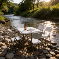 Moderner 86cm Quadratischer Klappbarer Picknicktisch Großhandelspreis Feuchtigkeitsgeschützt Robuste Metallbasis für Outdoor-Kartenspiele