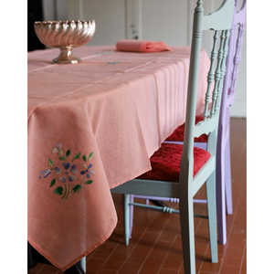 Daniele F. Pair of Pink Linen Rectangular and Square Tablecloths <b>Eco</b>-<b>Friendly</b> <b>Fabric</b> for Restaurants and Hotels for Parties - Product Image 2