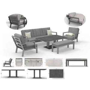 Juego de comedor de metal para exteriores, patio, sofá de conversación con mesa de altura ajustable, muebles de jardín, <span class=keywords><strong>grupo</strong></span> de asientos de hotel - Product Image 2