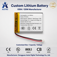 Batterie au lithium polymère OEM ODM personnalisée 703442 3.7V 1000mAh avec connecteur JST et protection PCM pour montre connectée, bracelet de fitness et écouteurs