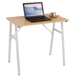 Toptan metal çalışma tablosu-Basit tasarım ahşap bilgisayar masası metal bacak dizüstü bilgisayar masası yazı masası çalışma masası ev oturma odası ofis