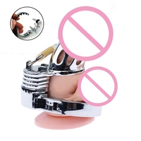 Dispositivo de castidad masculina, jaula de castidad de Metal, anillo para pene, bloqueo de pene, Juguetes sexuales para hombres/Gays, cinturón de castidad de restricción SM