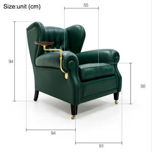 Sillón Premium Verde Cigar, Sillón de Ocio Americano de Lujo Ligero, Sofá Individual con Reposabrazos, Muebles de Madera para Sala de Estar, Sillón Island - Product Image 6