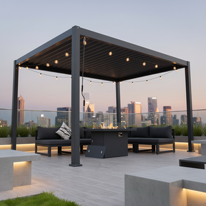 Pérgola Moderna de Aluminio de Alta Calidad con Techo de Láminas, Dimensiones Personalizables, Luz LED Exterior, Protección Solar, Impermeable, Eléctrica - Product Image 3