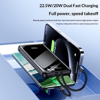 Nouvelle batterie externe 22,5 W à charge ultra-rapide 10000 mAh avec quatre câbles intégrés, plusieurs ports USB, impression de logo personnalisable
